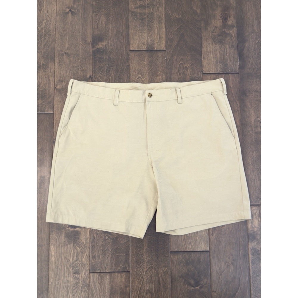Pro Tour Mens Beige Tan Performance Golf Shorts Flat Front Pockets Size 40W